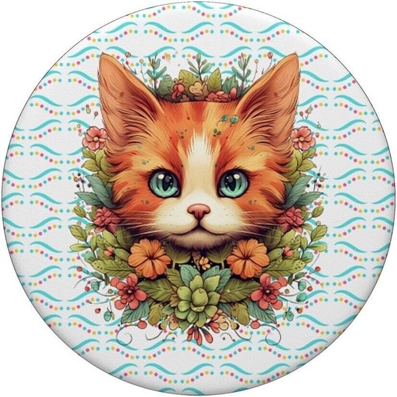 Pop Sockets for Phone Floral Kitty Cat Watercolor Grip & Stand Swappable Design - Picture 5 of 8